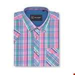 Kam S/S Summer Check Shirt - pink check